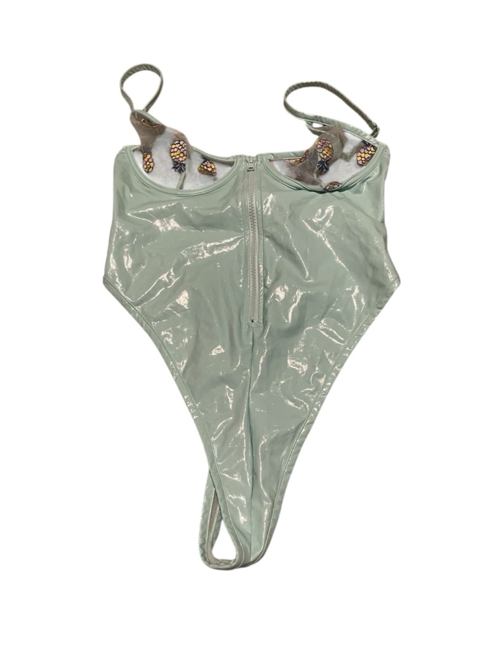 Savage X Fenty Mint Green Sheer Mesh One-Piece with Pineapple Accents